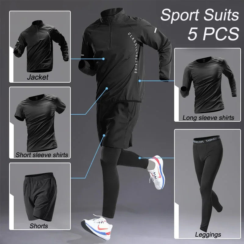 The Codex Sport Men’s Quick Dry Workout Jacket and Jogging Pants Set 1-5 Pcs Fitness Running Sportswear Track Suit