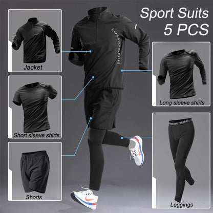 The Codex Sport Men’s Quick Dry Workout Jacket and Jogging Pants Set 1-5 Pcs Fitness Running Sportswear Track Suit