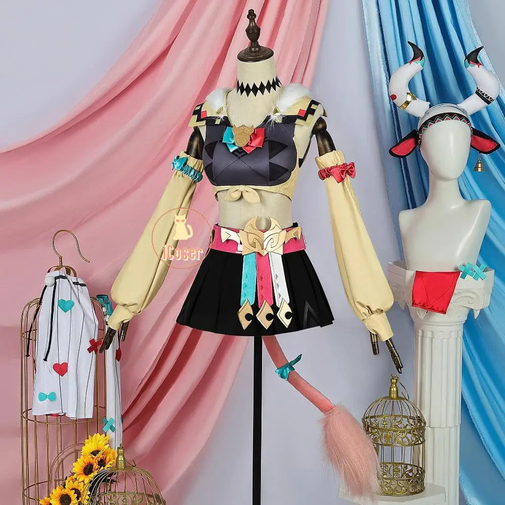 Genshin Impact Varesa Cosplay Costume Wig Skirt Headwear Tail Natlan Collective of Plenty Carnival Halloween Party Women Girls