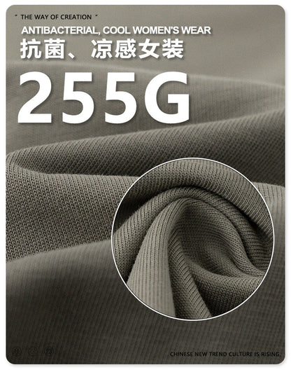 ZODF Women 2025 Summer 255gsm Cotton T-Shirts Hotsweet Girls Casual Solid Comfortable Sport T Shirt Brand Tops HY0978