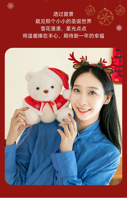 Plush Teddy Bear with Sweater Scarf for Kids Birthday Xmas Gift Cute Jointed Couple Bears Stuffed Animal Toy for Valentine