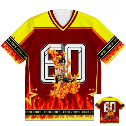 60 Jersey One Piece Fire Fist Portgas D. Ace Anime Kpop Baseball Hockey T-shirt Fashion Streetwear Anime Daily Unisex Tops Tees