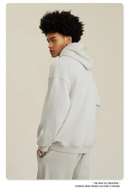 ZODF New Winter 440gsm Terry Hooded Hoodies For Men Retro Unisex Couple Loose Oversized Solid Pullovers Streetwears HY0664