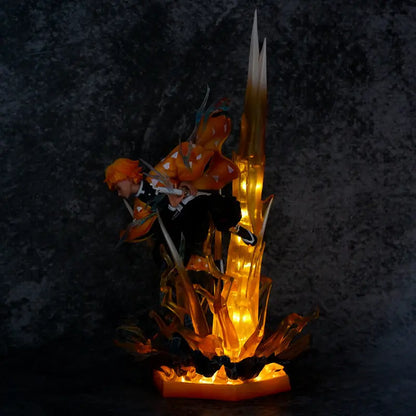 Demon Slayer Figure Agatsuma Zenitsu Double-Headed Luminescable Action Figurine Decoration Model Toys Gift 35cm Anime Statue Pv