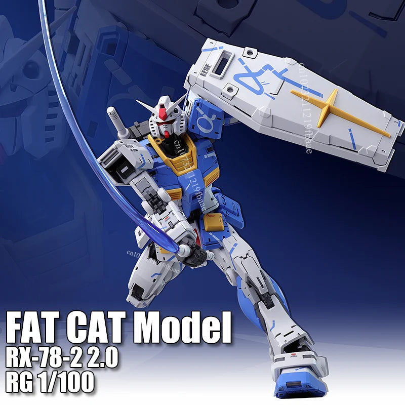 In Stock FAT CAT Model RX-78-2 2.0 RG 1/100 Kuryu Kenichi Color Assembly Model Kit Toy Asano Blue Action Figure Plastic Gifts