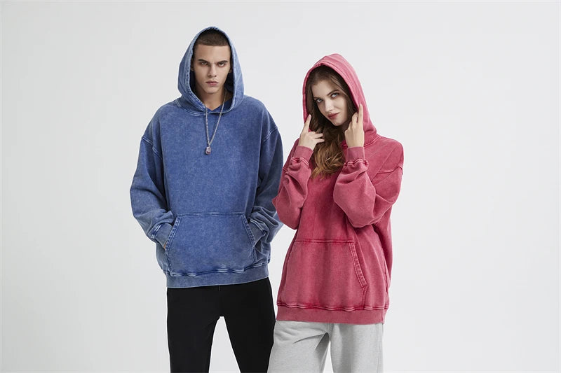 ZODF Autumn Winter Men 420gsm Heavyweight Washed Cotton Hoodie Streetwear Sweatshirt HY0307