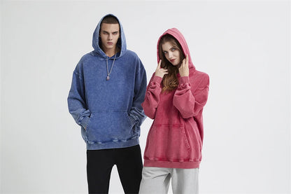 ZODF Autumn Winter Men 420gsm Heavyweight Washed Cotton Hoodie Streetwear Sweatshirt HY0307