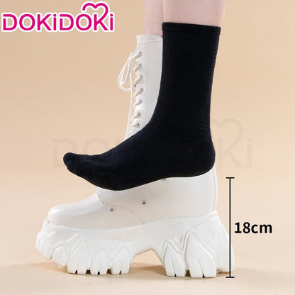 IN STOCK Women Cosplay Props 18cm Heightening Shoes DokiDoki Women Daily 12cm 11cm 18cm 22cm Black White Boots Shoes Halloween