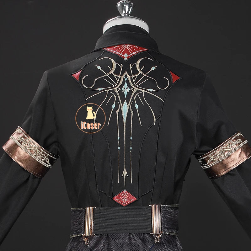 iCoser Love and Deepspace Xavier Cosplay Costume Black Hunter Uniform Shimmering Moonlight Halloween Party Women Men Carnival