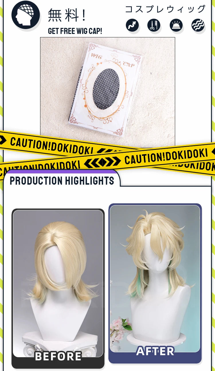 IN STOCK Luuk Hcrsscn Galbrenr Zani Ciaccona Camellya Scar Danjin Youhu Wig Game Wuthering Waves DokiDoki Women Men Wig Free Cap