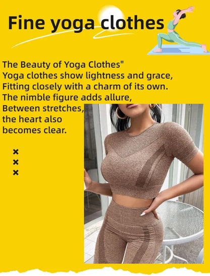 2-Piece Set,Short-Sleeved Top And High-Waisted Tummy Control Long Pants Sportswear,Suitable For Outdoor Sport,Women's Sportswear