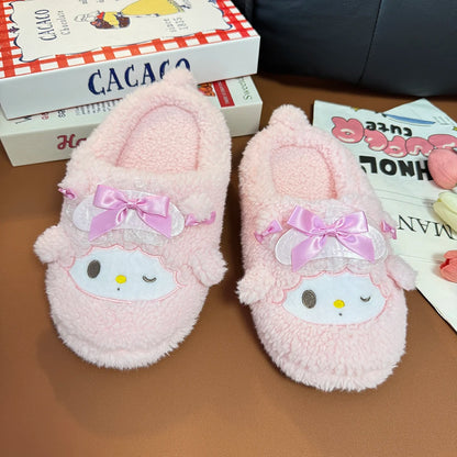 Cartoon My Sweet Piano Slippers Comfortable Japanese Style Plush Shoes Home Cotton Shoes Girl Woman Non-slip Flat Autumn Winter