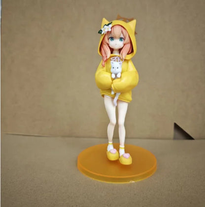 New Blue Archive Iroha Marie Figure Cat Ear Hoodie Anime Girl PVC Model Desktop Decoration Collectible Cute Toy Fans Gift 19cm