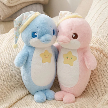70cm Ocean Themed Decorative Pillow Chubby Dolphin and Seal Plushies Soft Toy Large Plush Sleeping Pillow Girl Boy Gift