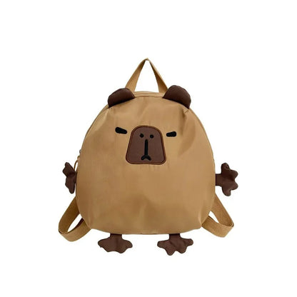 Kawaii Capybara Nylon School Bag Laptop Backpack Cartoon Children's Backpack Travel Casual Book Bags Large Capacity Backpack