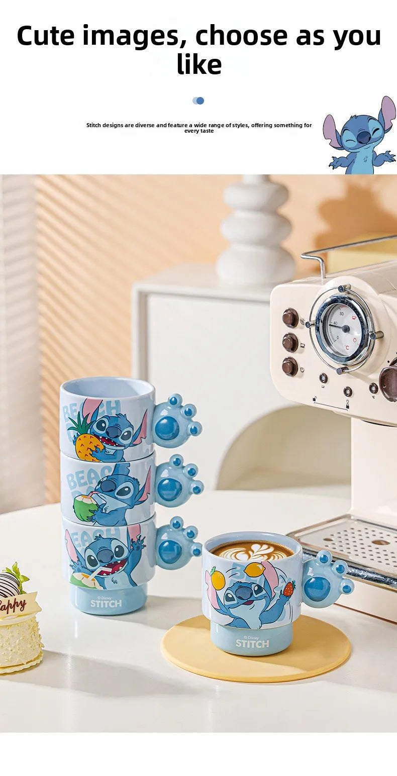 Disney Stitch Mug Office Coffee Cup Stackable Ceramics Mugs High Value Couple Water Cups Student Hot Water Cup Festival Gift