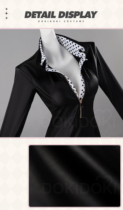Nicoo Robinn Cosplay Costume Anime Cosplay DokiDoki-N Miss Allsundayy Women Sexy Blue Dots Black Dress Nicoo Robinn Cosplay