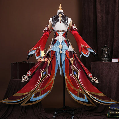 Genshin Impact Alice Cosplay Costume Wig Dress Headwear Ring Game Uniform Halloween Party for Women Girls Role Play Outfit Props