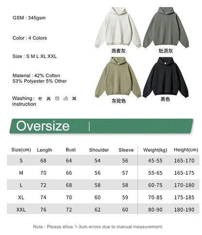 ZODF New Winter Men Solid Fleece Hoodies Unisex Women 345gsm Loose Warm Side Zipper Pocket Hooded Pullovers Brand Clothes HY0867