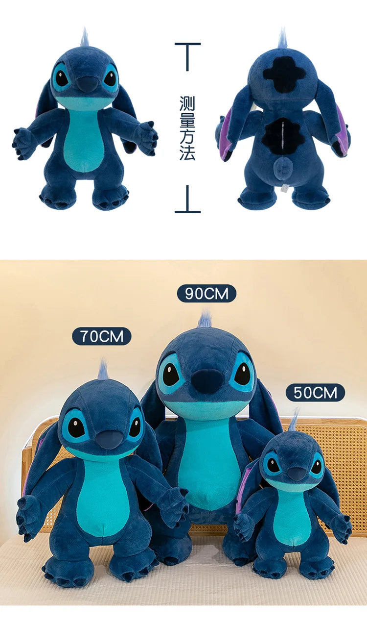 50/70/90cm Super Big Size Stitch Disney Anime Plush Stuffed Doll Angel Decoration Plushies Children Pillow Ornament Holiday Gift
