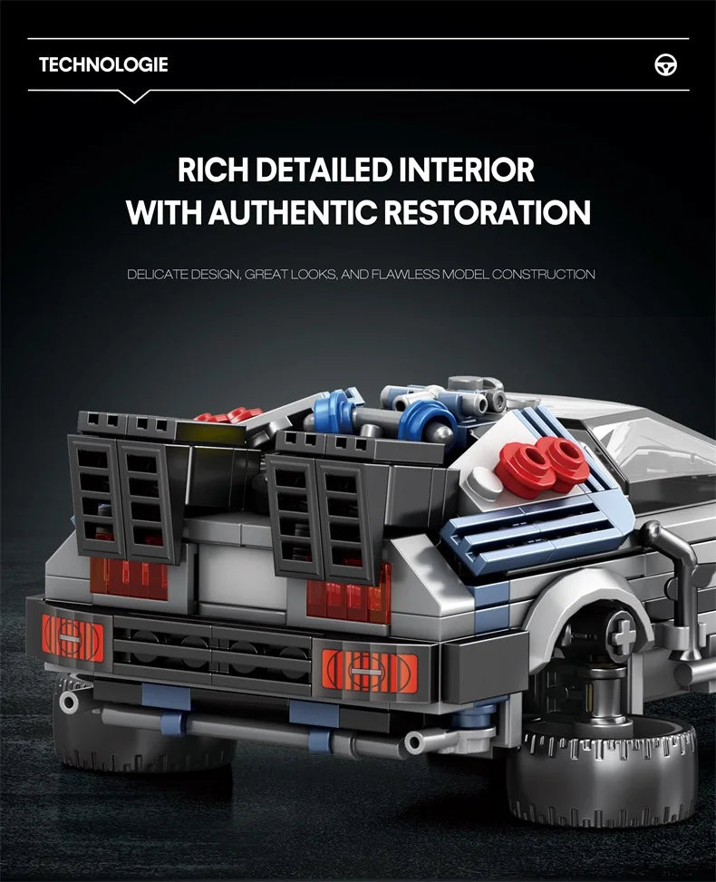 1:24 Classic Movie Racing Car Building Blocks MOC Model Sport Cars Toys Back Future Bricks Vehicle Festival Gifts for Boys Kids