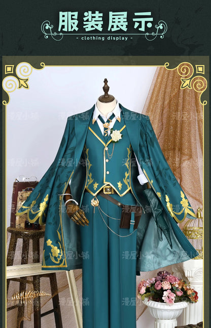 Identity V Art Dealer Cosplay Costume Wig Knight Richard Sterling Uniform Glasses Hat Roy Ramit Halloween Party for Women Men