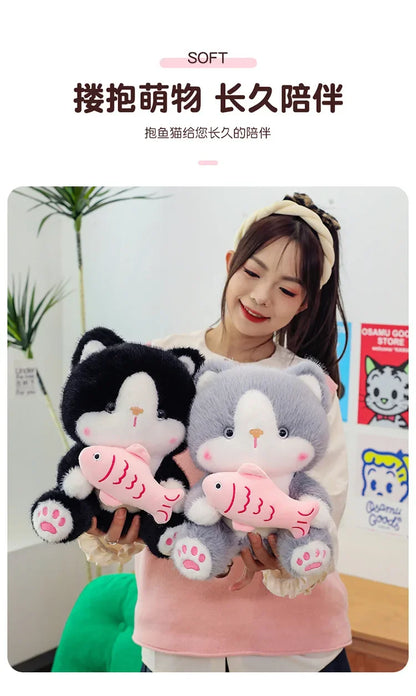 45cm Kawaii Stuffed Toys Lace Scarf Cat Plush Doll Fluffy Soft Cat Baby Doll Cute Cartoon Cat Stuffed Toy Home Decor Kid Gifts