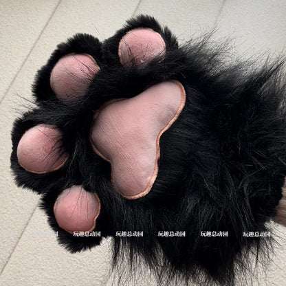 Anime Cute Cat Claw Glove Plush Toy Turn Into Cat Cosplay Props Funny Gloves White Black Grey Plushies Costume Accessories Glove