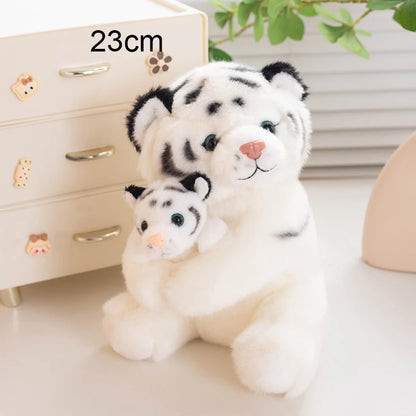 20-25cm Emulational Tiger Plushies Mother and Baby Tiger Plush Toy Panda Soft Bag Hand Puppet Children Girl Gift