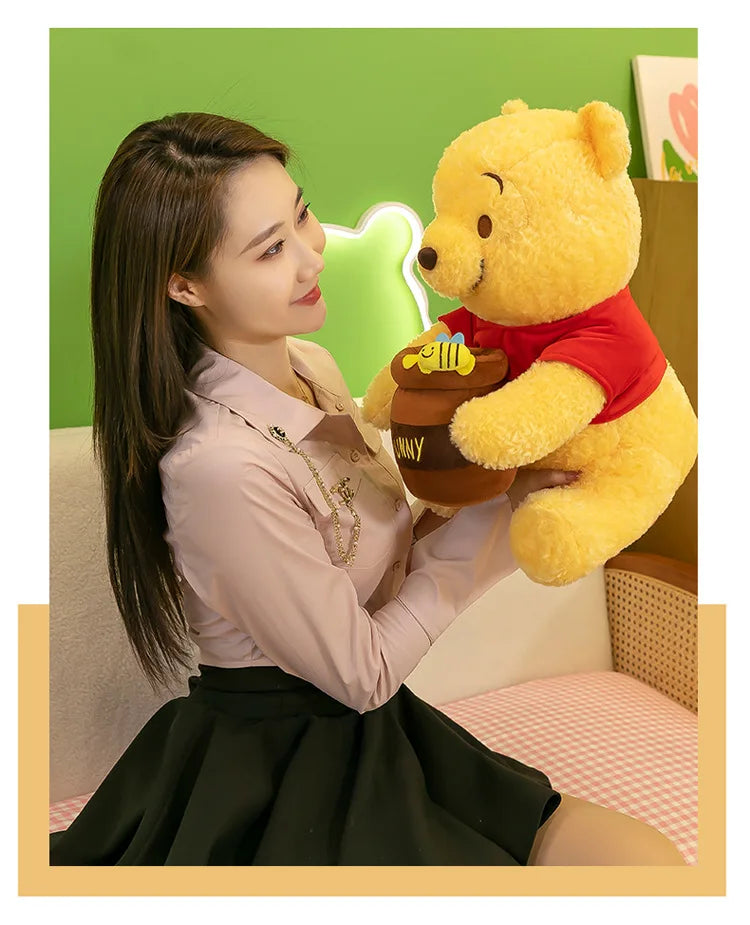 35-55cm Anime Honey Jar Winnie The Pooh Soft Plush Toys Pooh Bear Stuffed Animal Dolls Children Kids Kawaii Birthday Gift