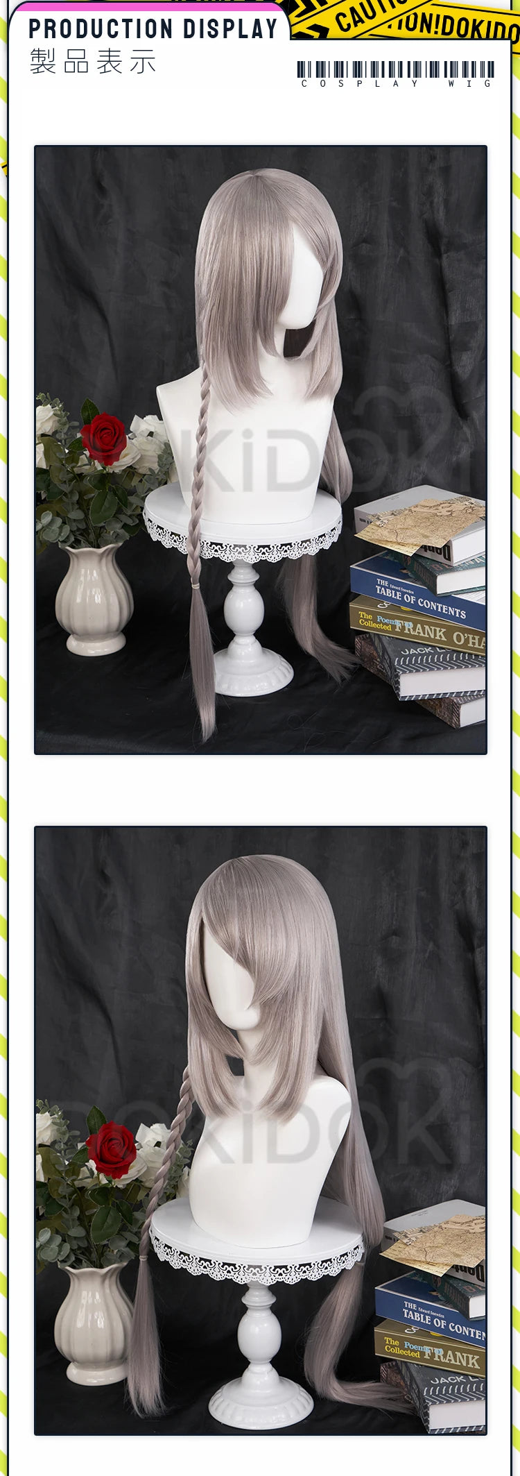 IN STOCK Jilll Warrick Wig Game FF Cosplay DokiDoki Wig Jilll Warrick Women Grey Long Hair High Heat Resistang Wig Free Cap