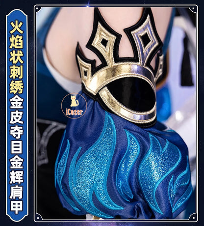 Honkai Star Rail Cerydra Cosplay Costume Wig Dress Uniform Crown Headwear Festival Halloween Party for Women Girls Carnival Prop