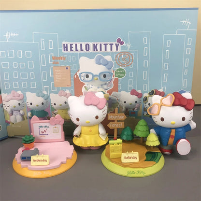 HelloKitty cartoon figurine Sunday worker cake food doll blind box Kt Cat desktop decoration room decoration mystery box gift