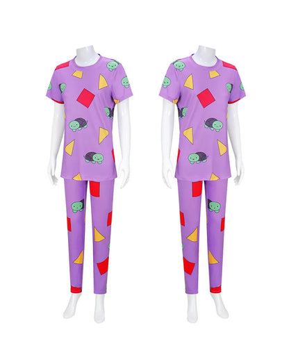 None Mira Light Purple Bear Pajamas Unisex Polyester Set