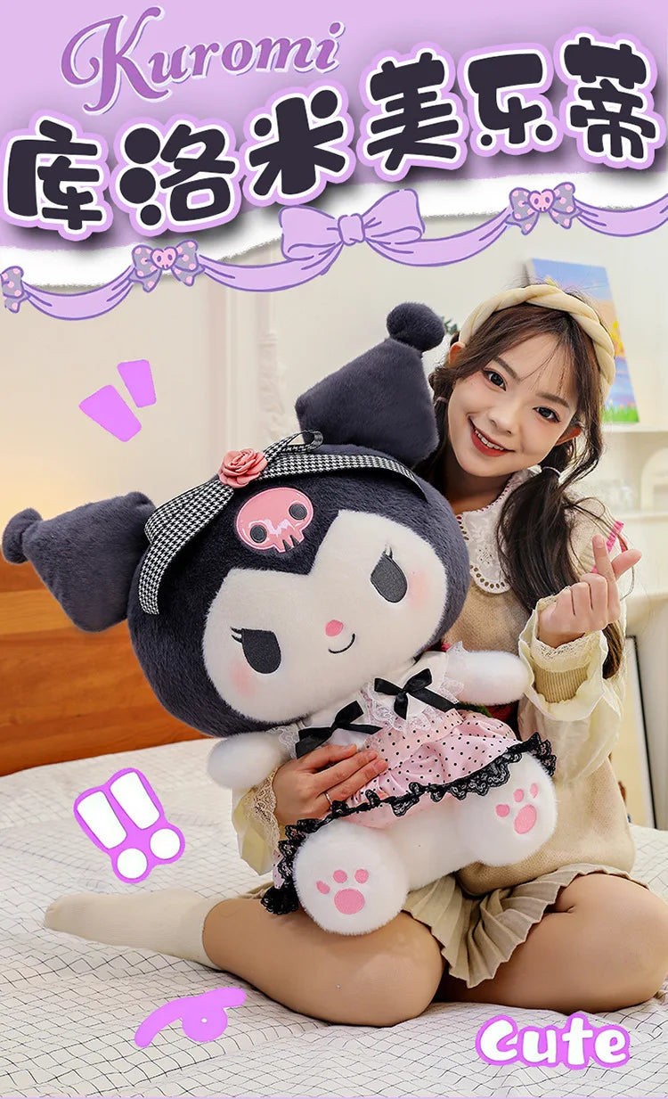 Sanrio Big Size 80cm Cute Kuromi My Melody Soft Stuffed Sofa Body Throw Pillow Plush Toys Dolls Kawaii Room Decor Holiday Gifts