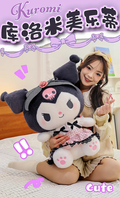 Sanrio Big Size 80cm Cute Kuromi My Melody Soft Stuffed Sofa Body Throw Pillow Plush Toys Dolls Kawaii Room Decor Holiday Gifts
