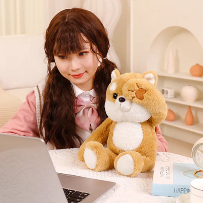 Funny Peek A Boo Frog Plushie Toy Stuffed Soft Bunny Hide Eyes Shiba Inu Dog Panda Crocodile Duck Toys for Kids Birthday Gift