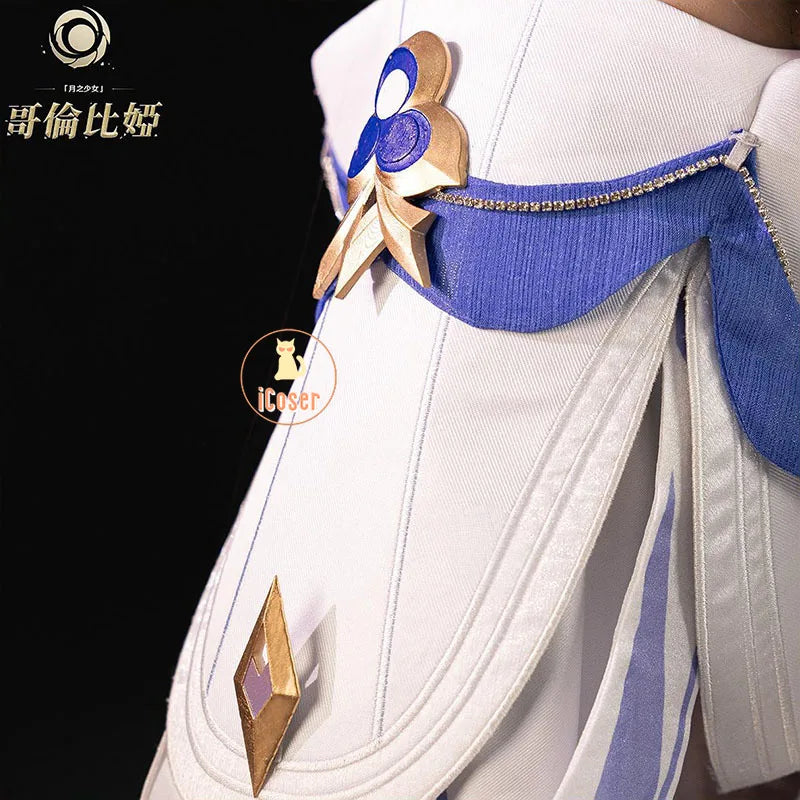 Genshin Impact Columbina Cosplay Costume Wig The Damselette Dress Uniform Headwear Eleven Fatui Harbingers Halloween Women Girls