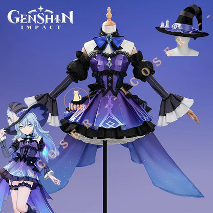 Genshin Impact Wonderland Manekina Cosplay Costume Candlelit Revelry Dress Hat Halloween Party for Women Girls Role Play Outfit