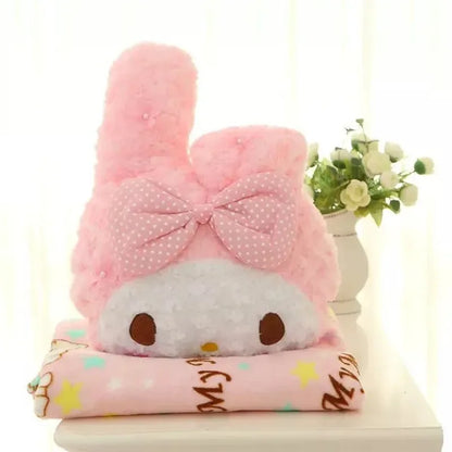 Aoger Kawaii Hello Kitty Rose Velvet Plush Melody Pillow Plushie Toy Soft Pillow Decorative Doll Bedding Kids Birthday Gift