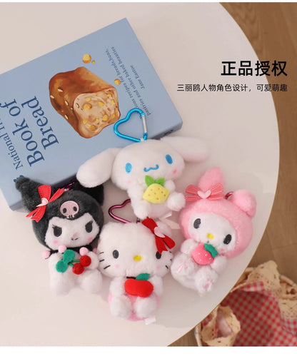 Sanrio Hello Kitty Kuromi Melody Cinnamoroll Stuffed Toys Pendant Cute Plush Toys Keyring Anime Keychain Birthday Christmas Gift