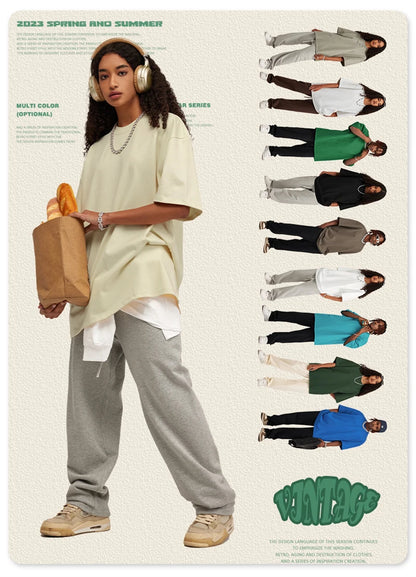 ZODF 2025 Heavy-Weight 425gsm 100% Cotton T-Shirts For Men Unisex Summer Oversized O-Neck Basic Solid T Shirt Brand Tees HY0485