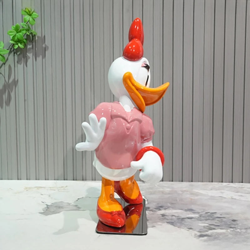 Disney Anime Figuras Donald Duck Daisy Statue Cartoon Cute Resin Model Crafts Desktop Decor Disney Toys for Kids Sculpture Gift