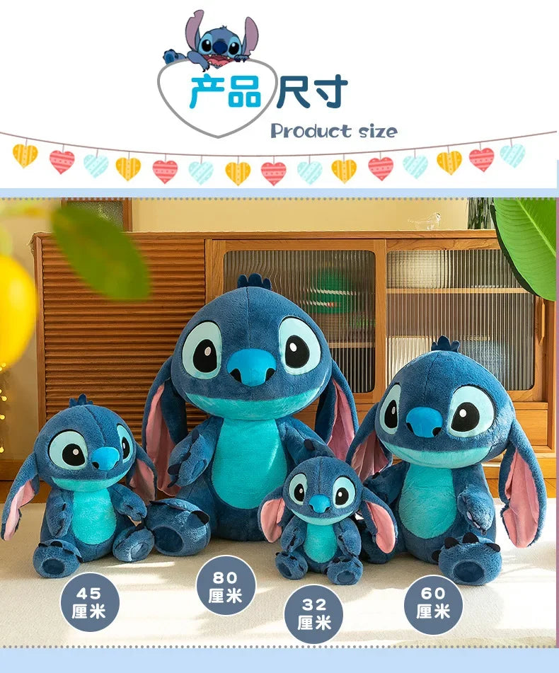 80cm Big Size Disney LILO & Stitch Anime Plush Stuffed Doll Room Plushies Pillow Kawaii Ornaments Children's Holiday Gifts