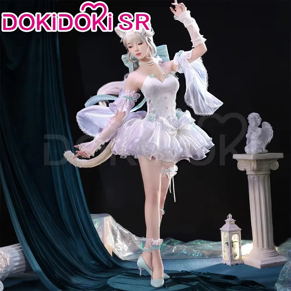 IN STOCK Lynette Doujin Cosplay Costume Game Genshin Impact DokiDoki-SR Angel's Courtyard White Dress Ballet Cute Fontaine