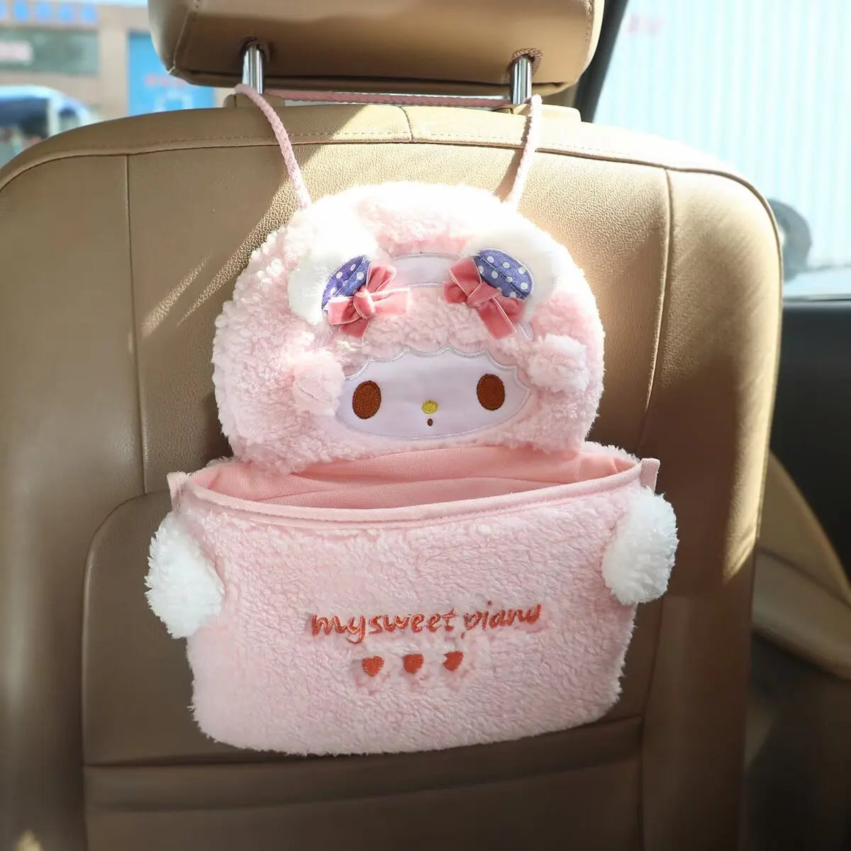 Cartoon My Melody Storage Bag Lovely Anime Hanging Car Seat Back Storage Bag Sweet Piano Japanese Style Car Accessories Girl