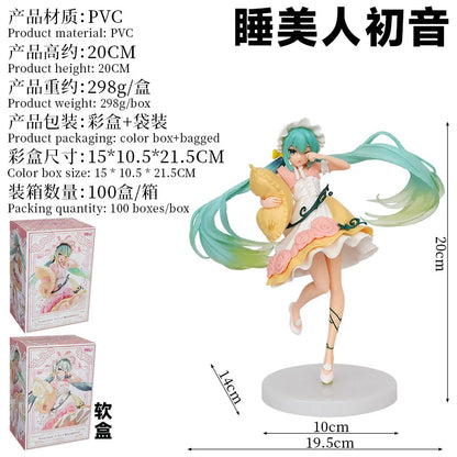 18CM Anime Hatsune Miku Wonderland Figure Sleeping Beauty Pillow Pajamas Dress Up Model Toy Gift Collection Action Figure