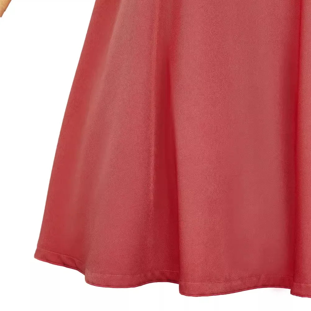 Anime Witch Watch Nico Wakatsuki Cosplay Costume Wig Red Dress Choker Outfit Halloween Party for Women Girls Carnival Props Cos