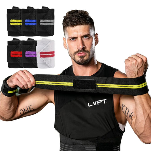 1pair Wrist Support Braces Elastic Nylon Wristband Bandages For Sports,Weight Lifting, Crossfit, Powerlifting, Strength Training