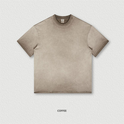 ZODF 2023 Men's Summer 255G Wash Gradient Fried Cotton T Shirt Round Neck Short Sleeve American Retro Loose T-Shirt HY0547